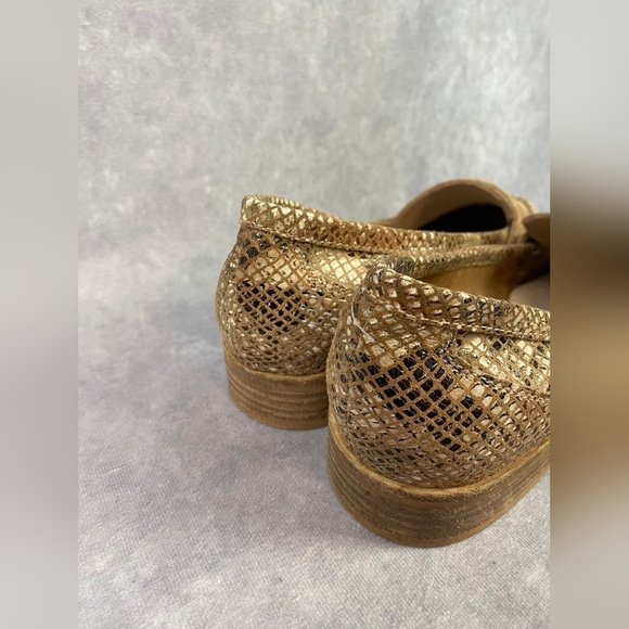 Anthropologie Seychelles Weekenders Tan Tiger Eye Reptile Leather Loafers Sz 8.5 - Picture 4 of 12